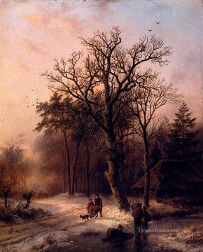  Koekkoek Obras - Bosque en invierno paisaje holandés Barend Cornelis Koekkoek